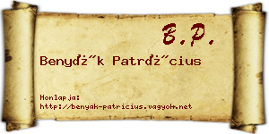 Benyák Patrícius névjegykártya